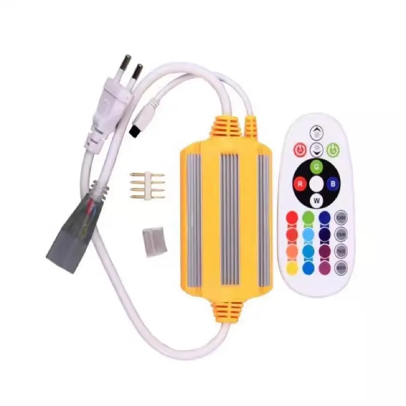 طقم جهاز تحكم ومحول لشريط مصابيح LED RGB مع ريموت كنترول